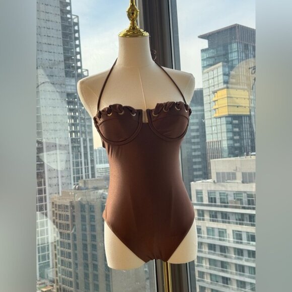 🆕 ZIMMERMANN 🧿 NWOT Devi Balconette Eyelet 1PC Bathing Suit, Sz 1 US 4 - 6 - Picture 4 of 16
